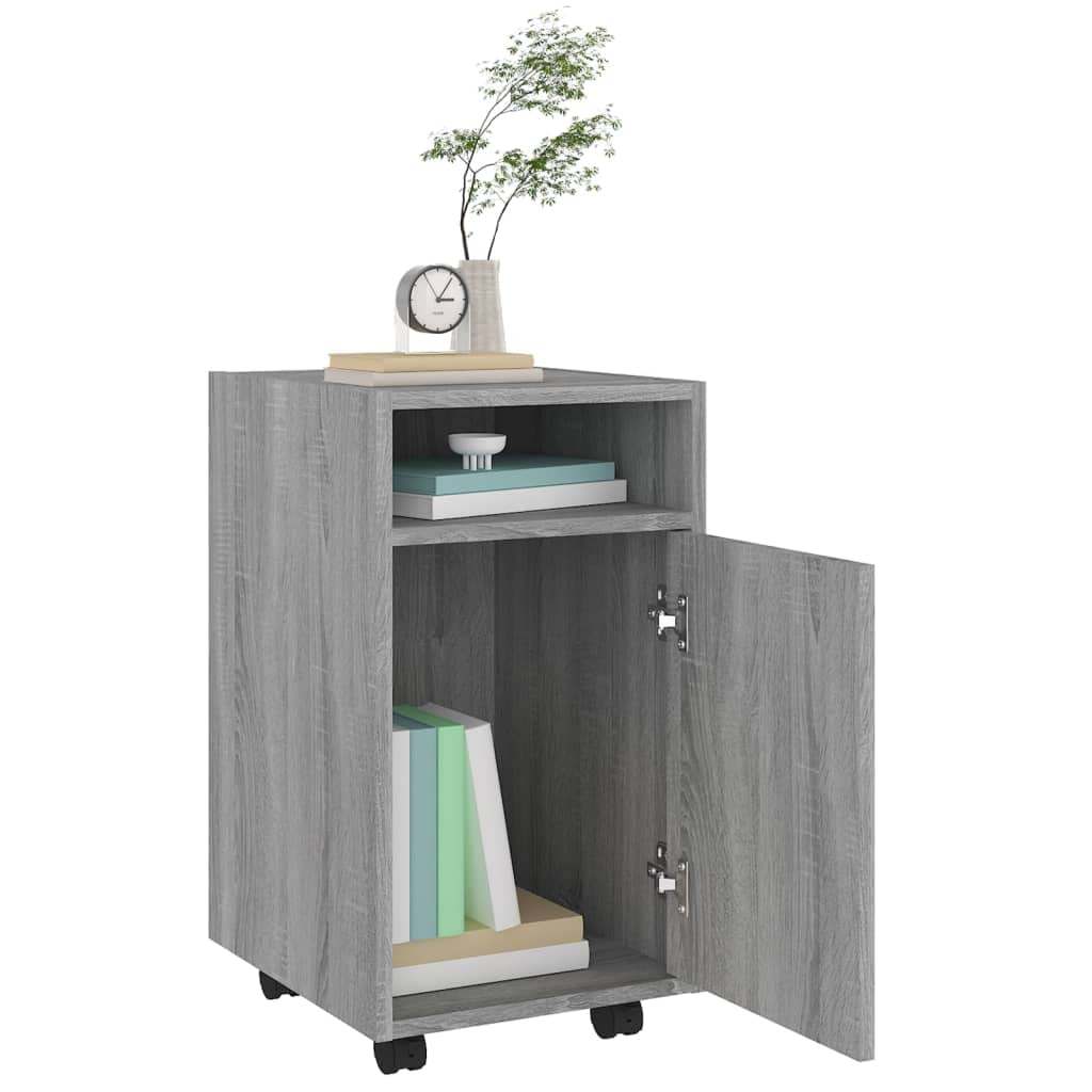 Beistellschrank mit Rollen Grau Sonoma 33x38x60cm | 2 Fächer, Feststellbare Räder, Wandhalterung, Feuchtigkeitsbeständig