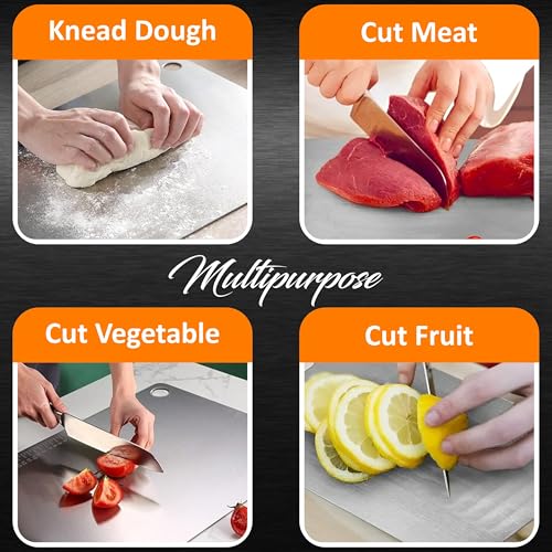 Image of JD FRESH 304 Stainless Steel Small Chopping Board /Home Use Cutting Board /Non Slip /Chopping Board for Kitchen /Vegetable Cutting Board /Kitchen Cutting Boards /Vegetable Cutter Steel (31 x 21 cm)