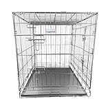 HugglePets Silver Metal Dog Puppy Cage Foldable Medium 76cm Dual Door with Locks, Car Home and Travel Crate - Image 7