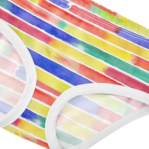 Joisal Cotton Girls Underwear Toddlers Colorful Watercolor Stripes Panties Little Girl Durable Undies Kids Briefs 2t4