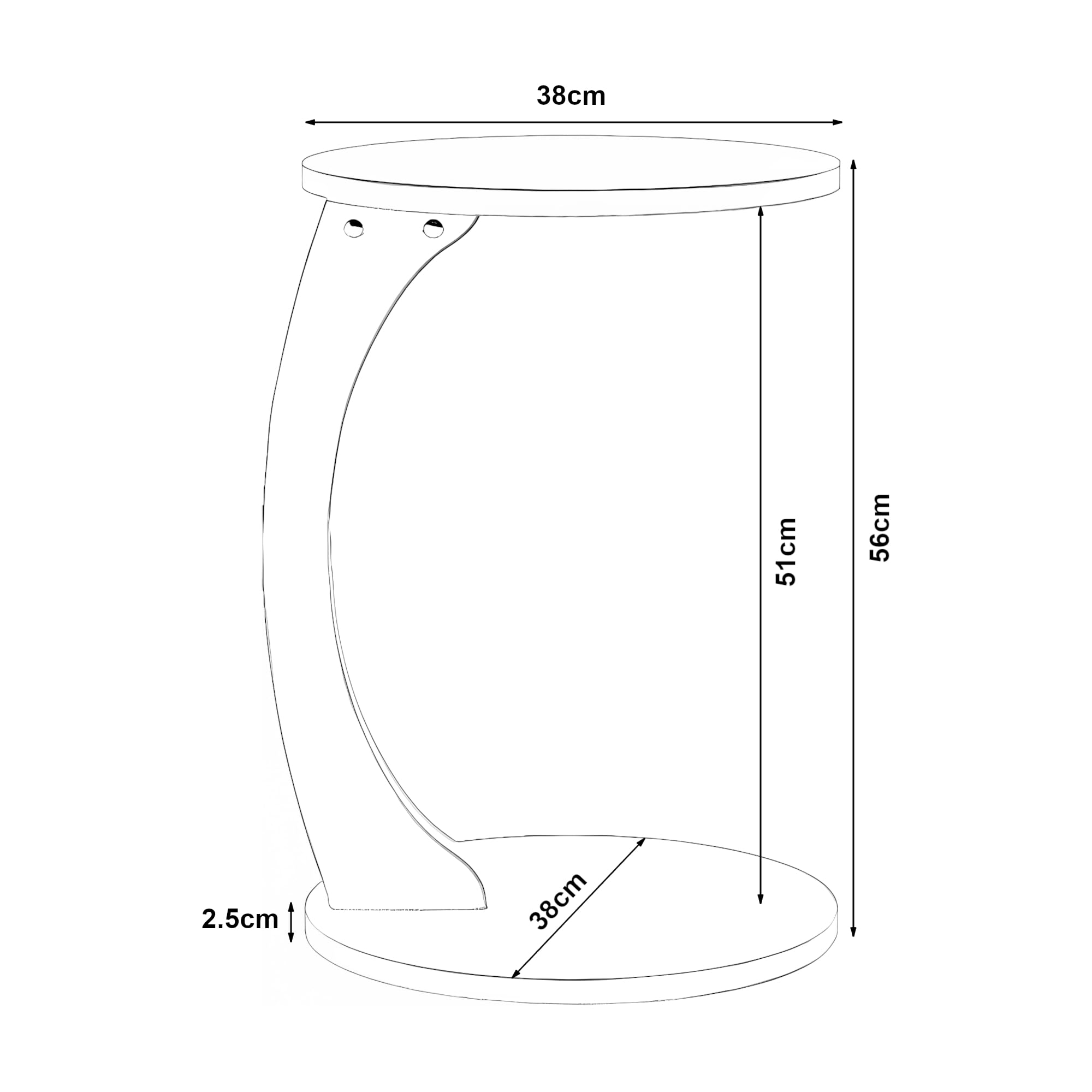 [en.casa] Table d'Appoint Ronde pour Salon Table de Chevet Design pour Chambre Bout de Canapé aux 4 roulettes Panneau de Particules 56 x 38 cm Effet Bois