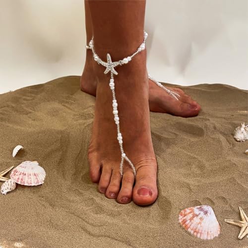Starfish Barefoot Sandals Beach Pearl Wedding Barefoot Sandals Handmade Wedding Feet Jewelry for Women and Brides2