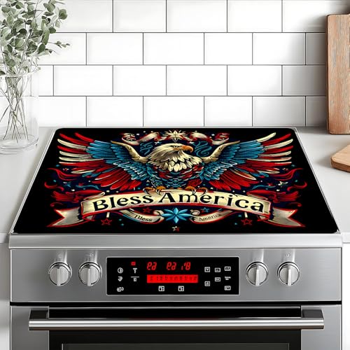 Image of Patriotic Stove Top Cover, Heat Resistant Electric Stove Protector Mat, Large Diatomite Kitchen Counter Mat, Independence Day Decor American Flag Kitchen Accessory (eagle, 28x20 Inch)