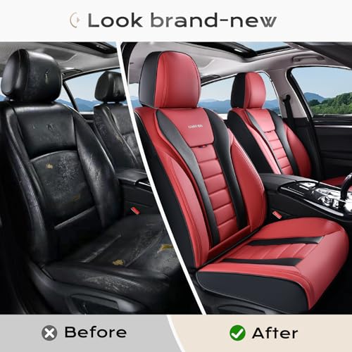Image of Coverado Car Seat Covers, Front Covers for Cars, Car Seat Cover Front Seats, Automotive Seat Cover, Waterproof, Leather Car Seat Cushion, Universal Interior Covers Seat Protectors for Most Cars
