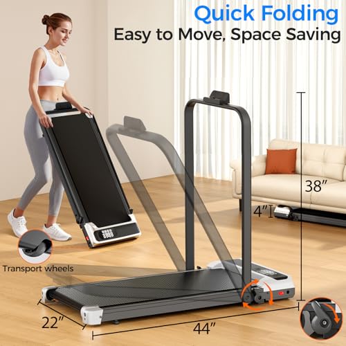 AoraPulse Portable Foldable Treadmills for Home, Small Folding Treadmill for Home Office with 300 LBS Capacity, Walking Running Exercise Electric Compact Treadmill with LED Display
