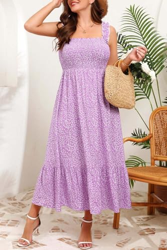 Image of Plus Size Summer Dress - Sun Boho Beach Casual Floral Spaghetti Strap Sleeveless Long Maxi Dresses