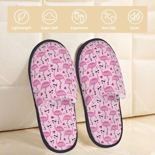 Cute Watermelon Flamingo Print Women Slippers Home Furry Shoes Keep Men Couples Shoes Warm For Women-3