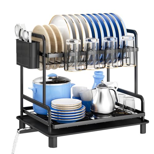 HOMEANTIS Multifunktionales Geschirrtrocknungsregal, 2-stufige...
