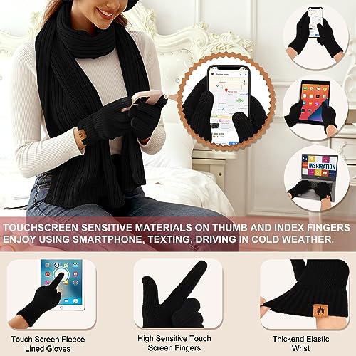Women's Winter Beanie Hat Scarf Gloves Set – Touchscreen Gloves, Ear Muffs & Socks 1 thumbnail image