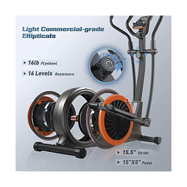 Niceday Elliptical Machine, Cross Trainer with Hyper-Quiet Magnetic Driving System, 16 Resistance Levels, 400LB Weight Limit