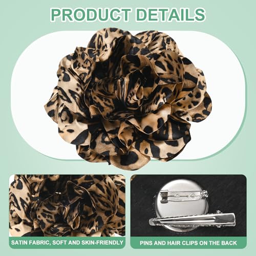 Image of M METERXITY Extra Large Rose Flower Brooches, Lapel Pins Dainty Satin Fabric Big Camellia Oversized Brooch Pin