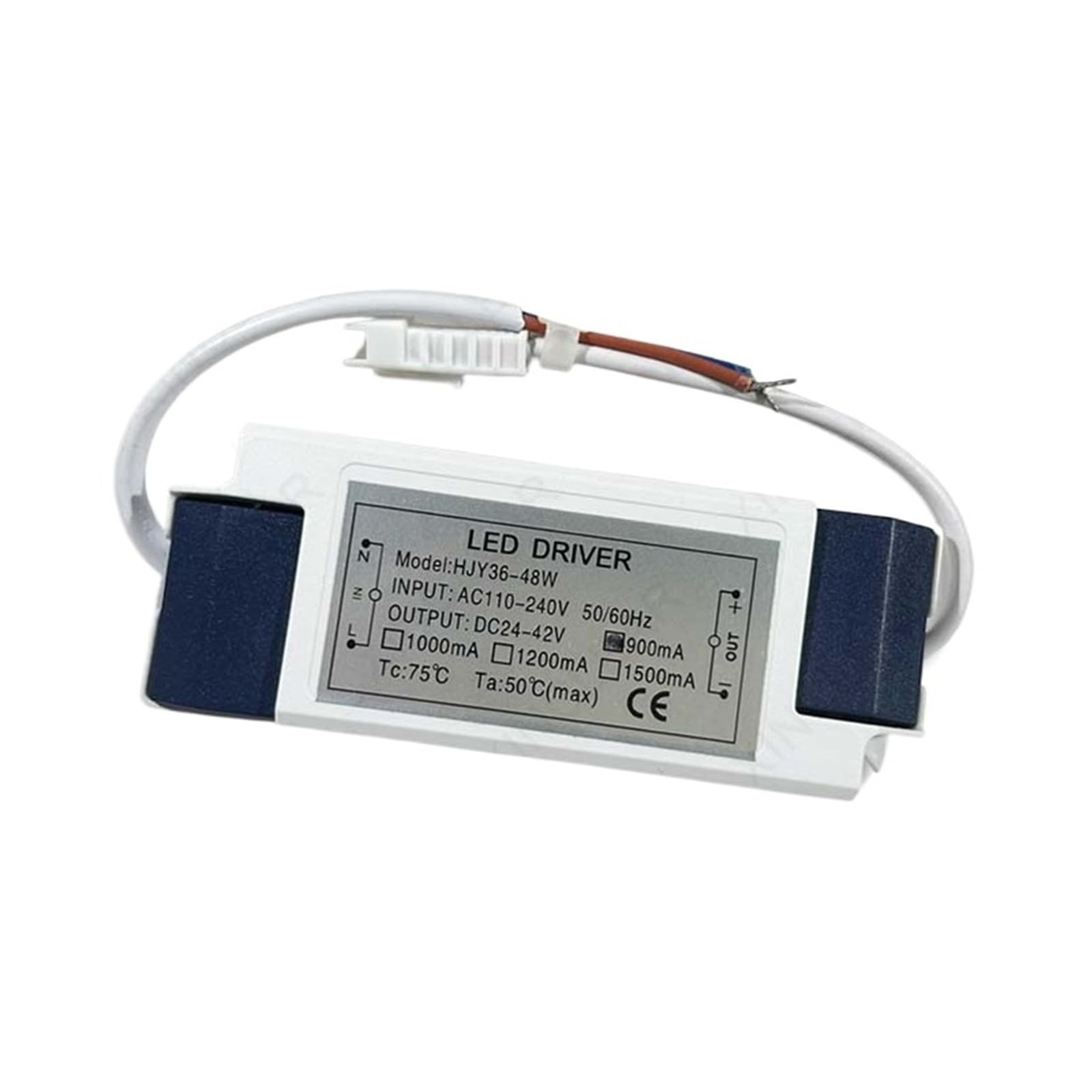 PWANUIGTE LED Driver Transformer 900mA 1200mA 1500mA 36W 40W 45W 48W 50W lamp Power Output DC24-42V External DC Connector(900mA)