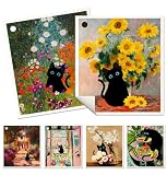Miss Adola 6 Pack Swedish Dishcloths for Kitchen - Reusable Dish Cloths for Washing Dishes Absorbent Cute Funny Kitchen Towels Cleaning Sponge, Floral Cat