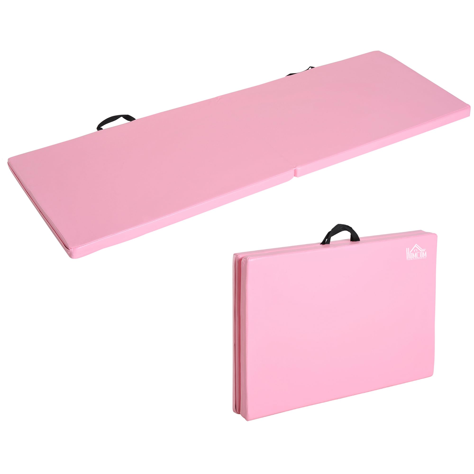 HOMCOM Tappetino da Ginnastica Pieghevole, Materassino Fitness Spesso 5 cm e Antiscivolo, Tappeto da Palestra Salvaspazio per Yoga e Pilates, 180x60 cm, Rosa