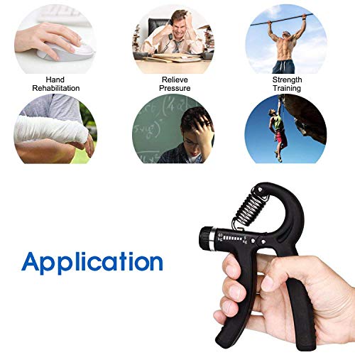 Eoney Hand Grip Strengthener Adjustable Hand Grip Exercisers,Hand Gripper with Resistance Range 22 to 88 Lbs(2Pack-Black 10-40kg)