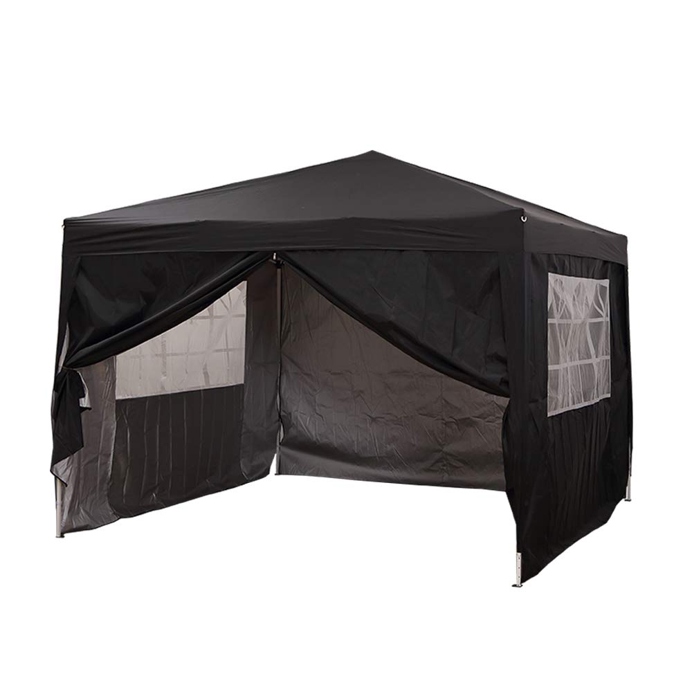 Panana 2MX2M 2.5MX2.5M 3MX3M Pop Up Gazebo Garden Party Tent With Sides Canopy Marquee (3mx3m, Black)