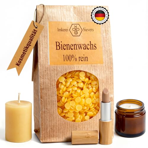 Bienenwachs Pastillen für Kosmetik Kerzen & Wachspapier - Naturrein aus Deutschland - Ideal als Kerzenwachs zum gießen für Seife & Holzpflege - 100g Wachs Granulat Beeswax Candle Wax - Nordbienchen