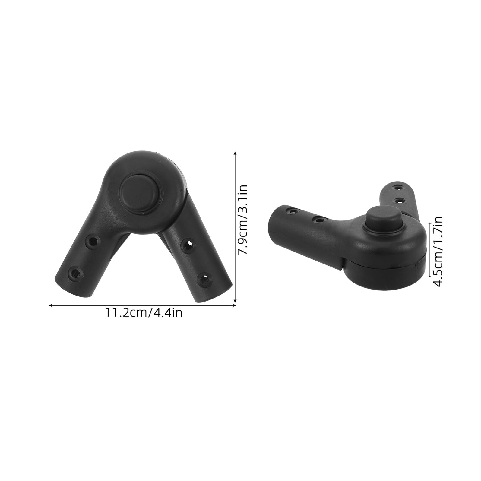 BESPORTBLE Connecteur de Guidon de Poussette Pliable en Plastique Noir, Support Stable et Réglage Flexible, Adapté pour Sorties en Plein Air, Compatible Tubes 22mm, Lot de 2 Sets de Sets