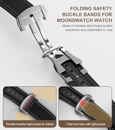 Image of Strap for Omega x Swatch MoonSwatch Watch, 20mm Folding Buckle Color Collision Band, Curved No Gap Replacement Strap for Swatch Omega Men Women