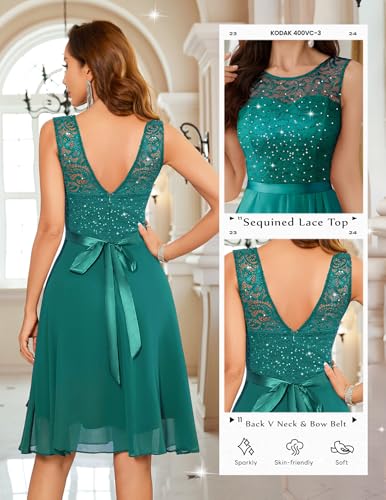 Image of BeryLove Womens Boat Neck A Line Sleeveless Lace Formal Homecoming Dress