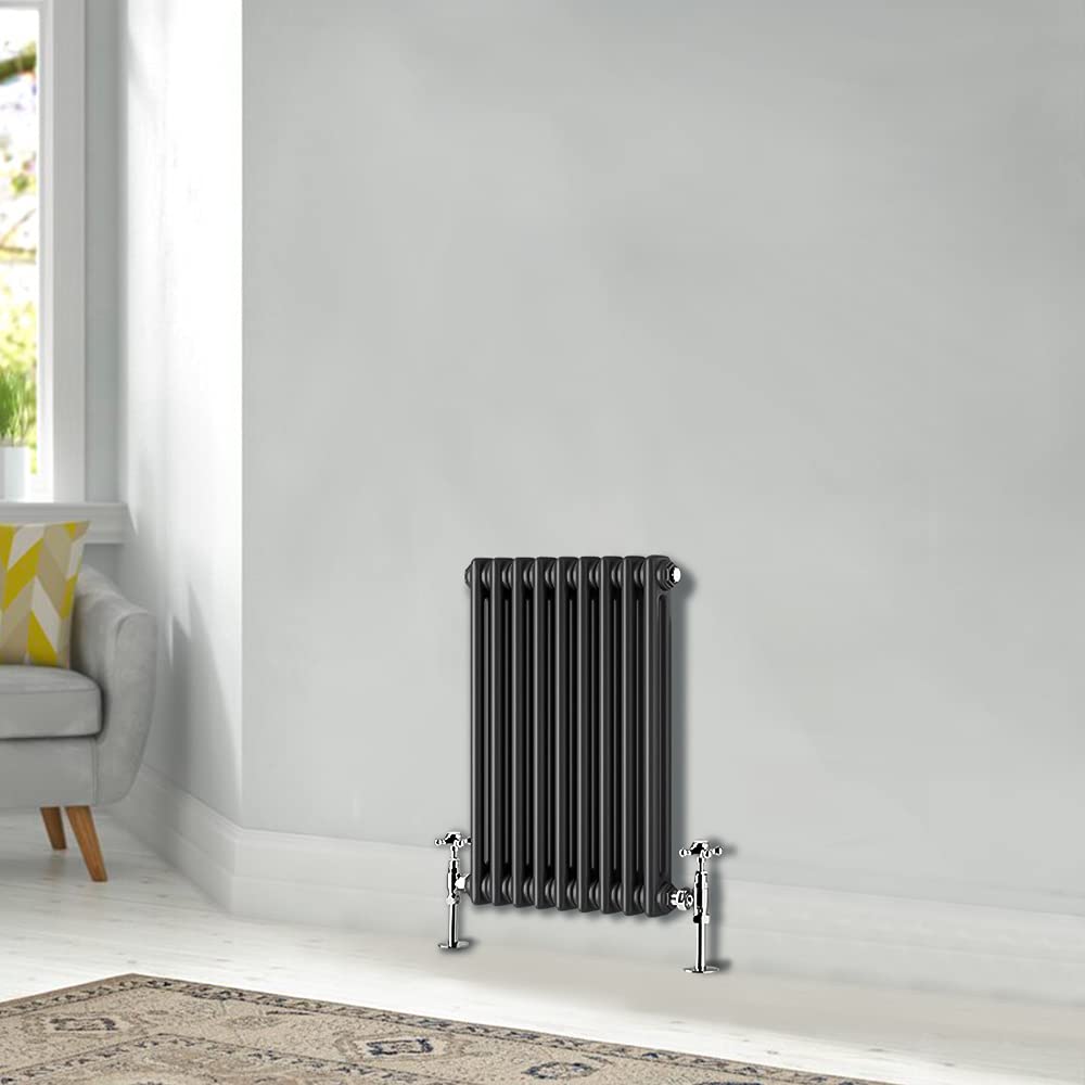 Blümme Traditional 600 x 425mm Horizontal Cast Iron Radiator Central Heating Radiators Double Column Anthracite