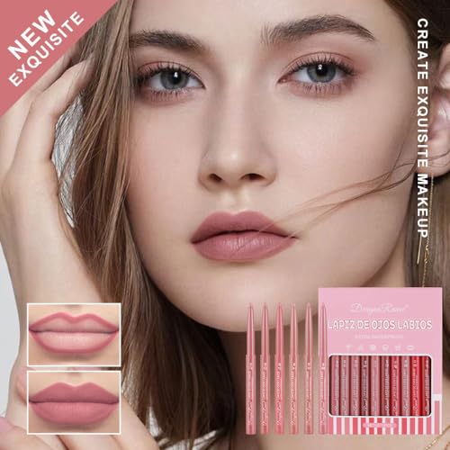 12PCS Lip Liner Set, Velvet Matte Waterproof Long-lasting Lip Colour for Touch-ups and Fillers, Highly Pigmented, Non-Sticky, for Women to Create the Perfect Lip Look (#A) - Image 3