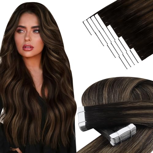 Image of YoungSee Balayage Human Hair Tape in Extensions, Short Straight Hair