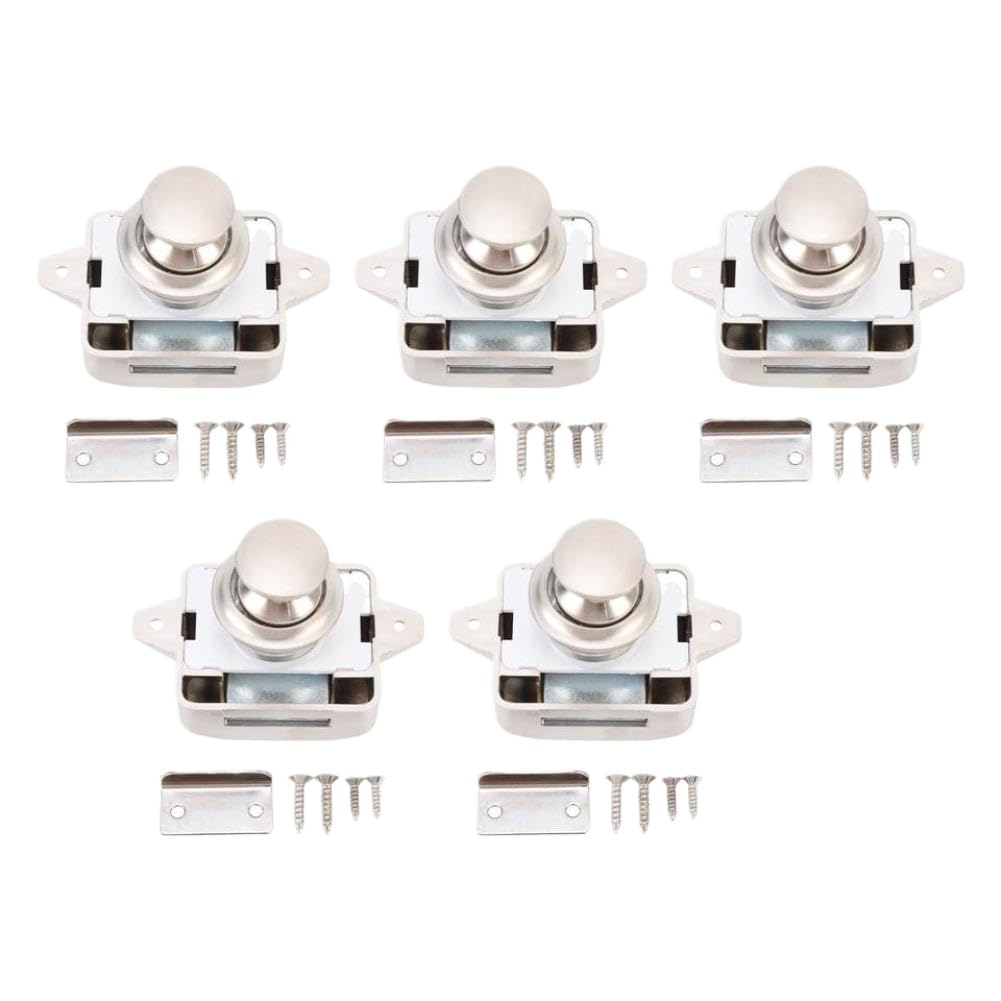 Cabinet Door Push Button Latch Zinc Exquisite Cupboard Door Knob Latch Lock Compatible with RV Motorhome Camper Caravan Home Yachts(C)