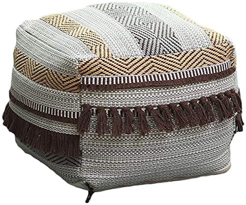 Housse de pouf cube en lin gris pour ranger les plaids et libérer de l'espace