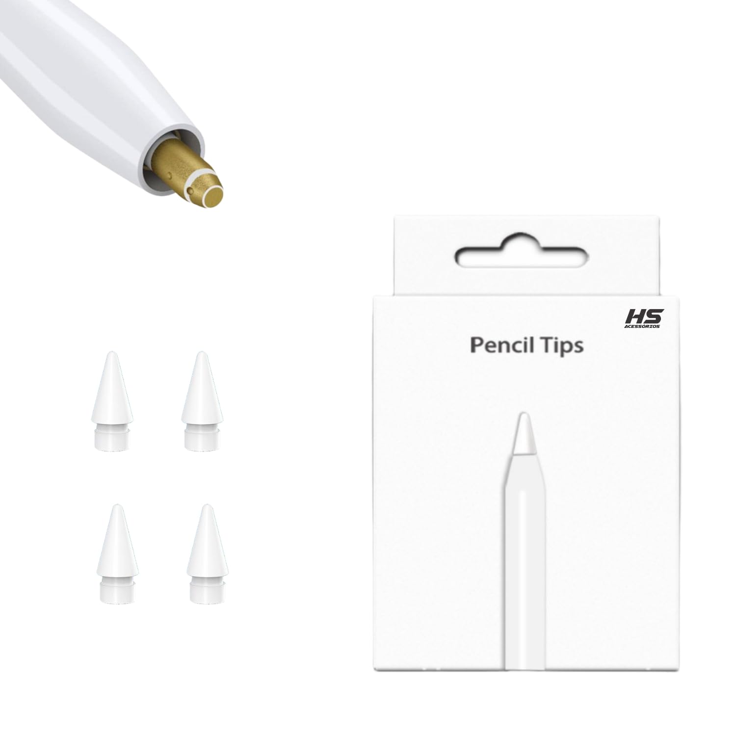 Apple Pencil Pro ＋Apple pencil tips Kit 4 Pontas HS para Apple Pencil Pro, USB-C, 1ª e 2ª Geração