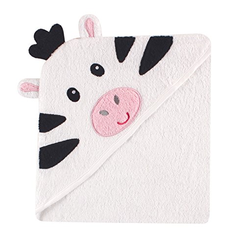 Image of Luvable Friends Unisex Baby Cotton Animal Face Hooded Towel, Zebra, One Size
