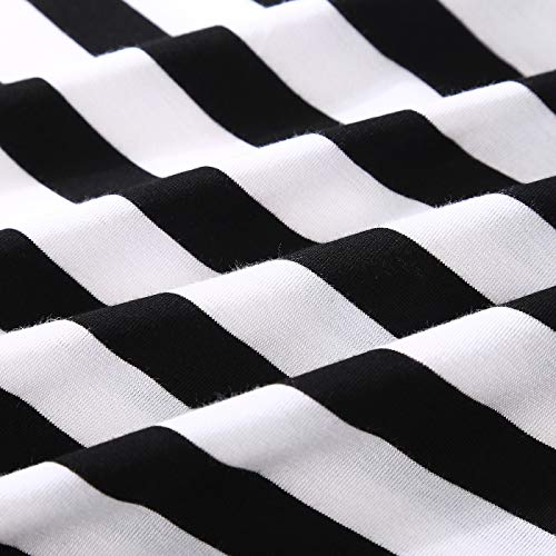 Image of BI.TENCON Women's Striped Pleated Casual A-Line Dresses Knee Length with Pockets