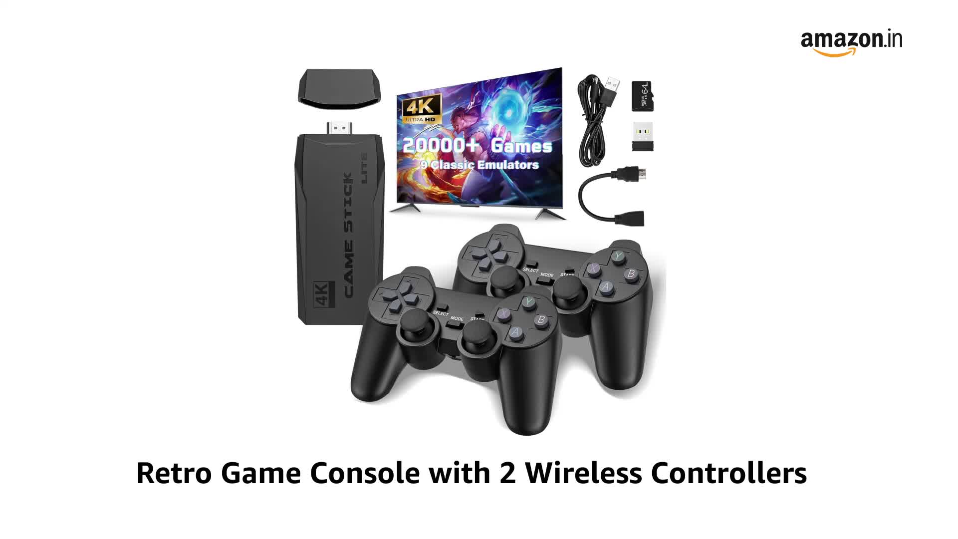 Buy Retro Game Console with 2 Wireless Controllers, Video Game Preloaded  with 20,000+ Classic Games, HDMI Output, Plug and Play (Limited Edition),  Black (Limited Edition) Online at Low Prices in India - Amazon.in