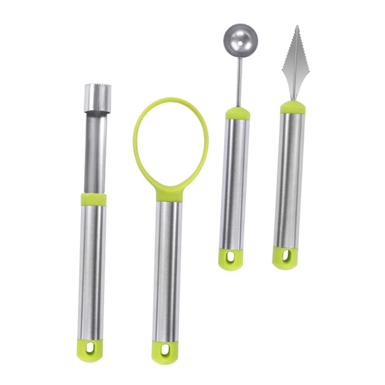OFFSCH Fruit Carving Cutter Set 4pcs Melon Baller Pineapple Peeler Cutter Corer for Salads Desserts