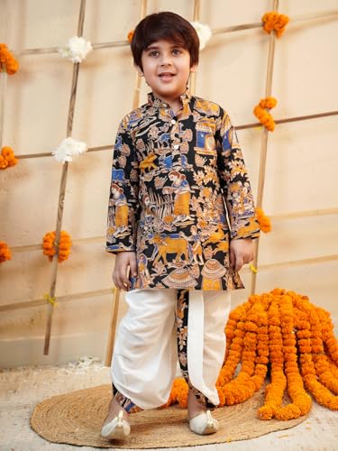 Image of AJ DEZINES Kids Ethnic Wear Pure Cotton Dhoti Kurta Set For Boys