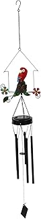 GANAZONO Papagaio Sino De Vento Luzes Pendentes Ao Ar Livre Sinos De Vento Ao Ar Livre LED Luzes Solares Sinos De Luz Solar Sinos De Vento Luz Solar Resina Ao Ar Livre Luz De Sino Vermelho