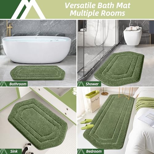Tapis de bain vert pour salon et chambre format long en microfibre douce 152 cm