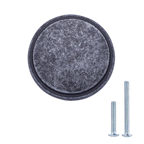 Preisvergleich Produktbild AmazonBasics - Schubladenknopf, Möbelgriff, modern, mit großer runder Platte oben, Durchmesser: 3,85 cm, Antik-Silber, 25er-Pack