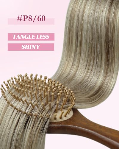 Image of YoungSee Microlink Hair Extensions Brown Micro Bead Hair Extensions Real Human Hair Highlight Brown with Blonde Micro Ring Hair Extension Human Hair 20In Invisible Bead Hair Extension 50s 57g
