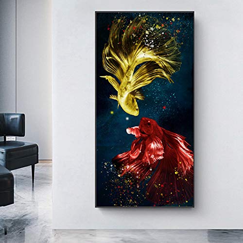 Peinture carpe koi feng shui pour creer une ambiance zen et apaisante dans le salon