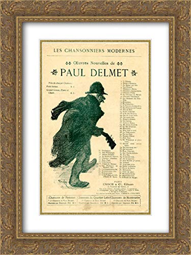 Oeuvres Nouvelles De Paul Delmet 18x24 Gold Ornate Frame and Double Matted Museum Art Print by Theophile Steinlen