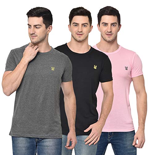 Image of Mack Jonney Multicolor Cotton Blended Half Sleeve Regular Fit T-Shirts for Men(Pack of 3)
