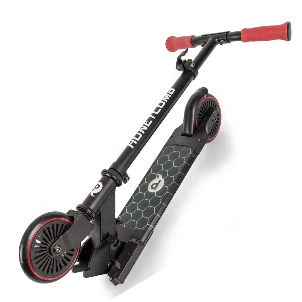 Qplay Patinete Infantil Honeycomb con Luces LED en la Base | Manillar Ajustable y Plegable | Diseño con Efecto Neón para Niños a Partir de 5 Años