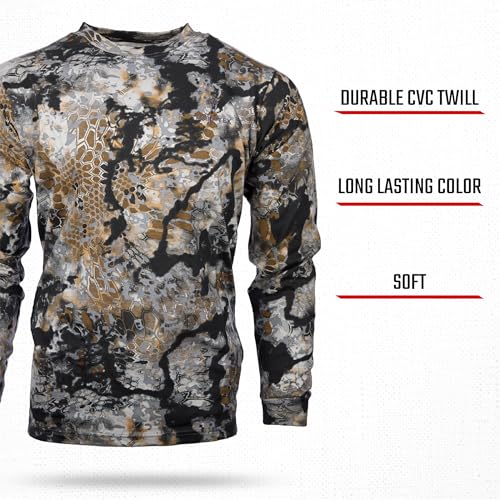 Kryptek Men's Standard Stalker Long Sleeve, 100% Cotton, Camo Hunting Tee3