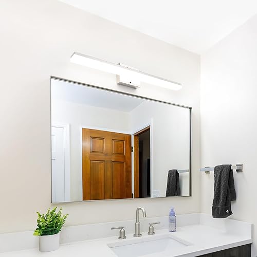 Miniatura 2 de mirrea Luces LED modernas de tocador de 32 pulgadas para baño, barra de luz cromada para espejo de 3 CCT ajustables accesorios de iluminación de