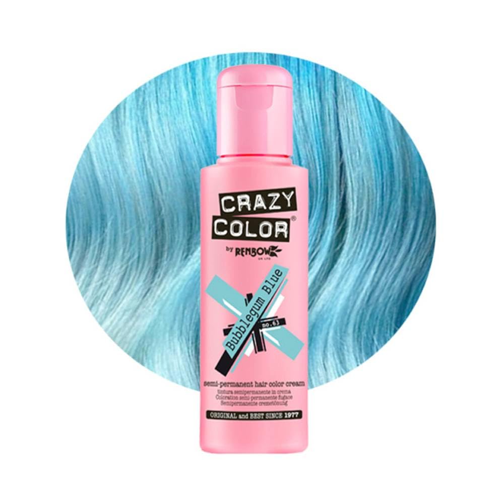 Renbow Crazy Color Semi Permanent Hair Color Cream Bubblegum Blue No.63 100ml