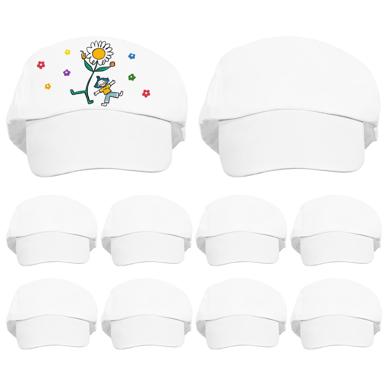 Veemoon 10PCS Kids Blank Baseball Caps White Cotton Paintable Hats for DIY Craft Party Bag Fillers School Art Projects Adjustable Boys Girls Summer Sun Visor