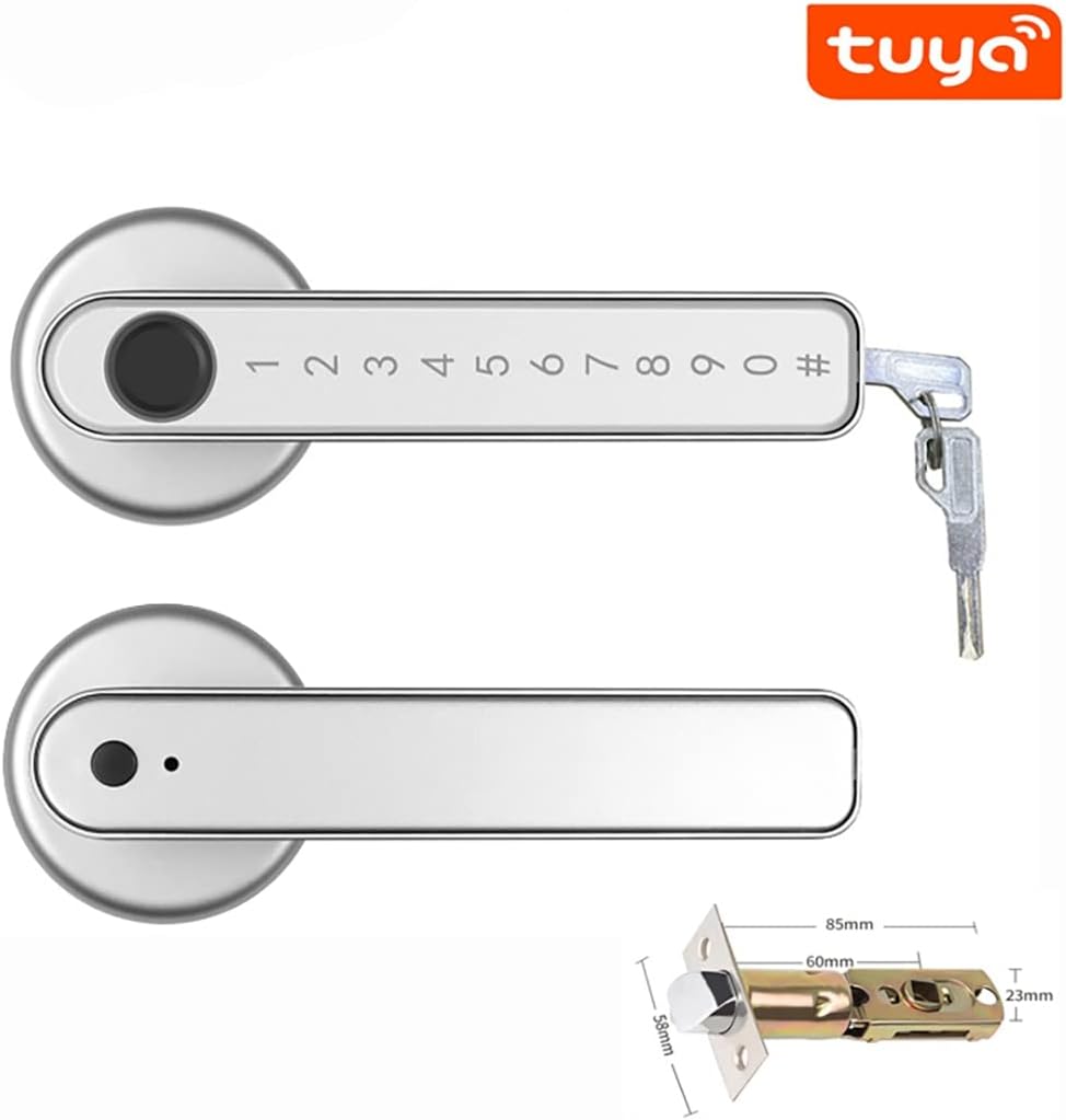 Cerradura inteligente para puerta de entrada sin llave Torribala: teclado, manija, huella digital, control WiFi y aplicación Tuya