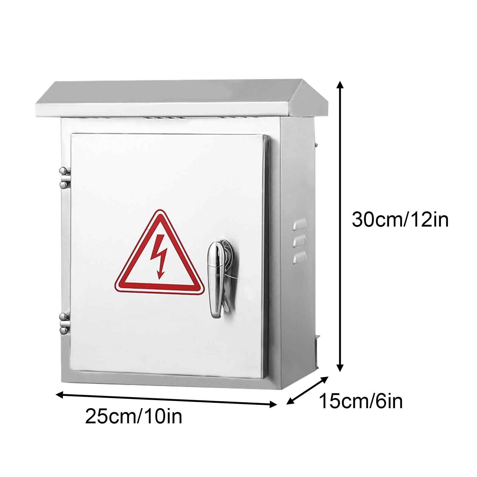 304 Edelstahl Verteilerkasten, Abzweigdose Wasserdicht und Staubdicht IP67, Doppelschrägkonstruktion mit Montageplatte für Stromprojekte(25x30x15cm/10x12x6in)
