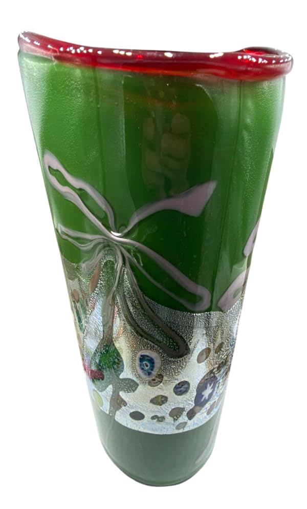 Vase en verre de Murano décoré à la main, design multicolore exclusif MDARG04BB